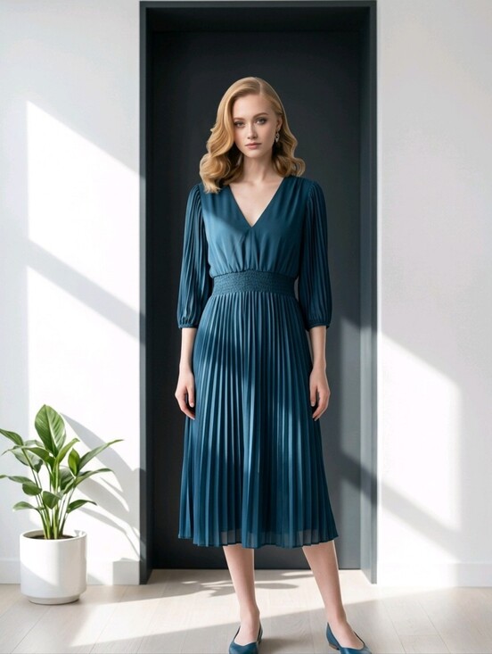 Taylor Dresses & Skirts - 𝐓𝐚𝐲𝐥𝐨𝐫 𝐒𝐦𝐨𝐜𝐤𝐞𝐝 𝐖𝐚𝐢𝐬𝐭 𝐏𝐥𝐞𝐚𝐭𝐞𝐝 𝐌𝐢𝐝𝐢 𝐃𝐫𝐞𝐬𝐬